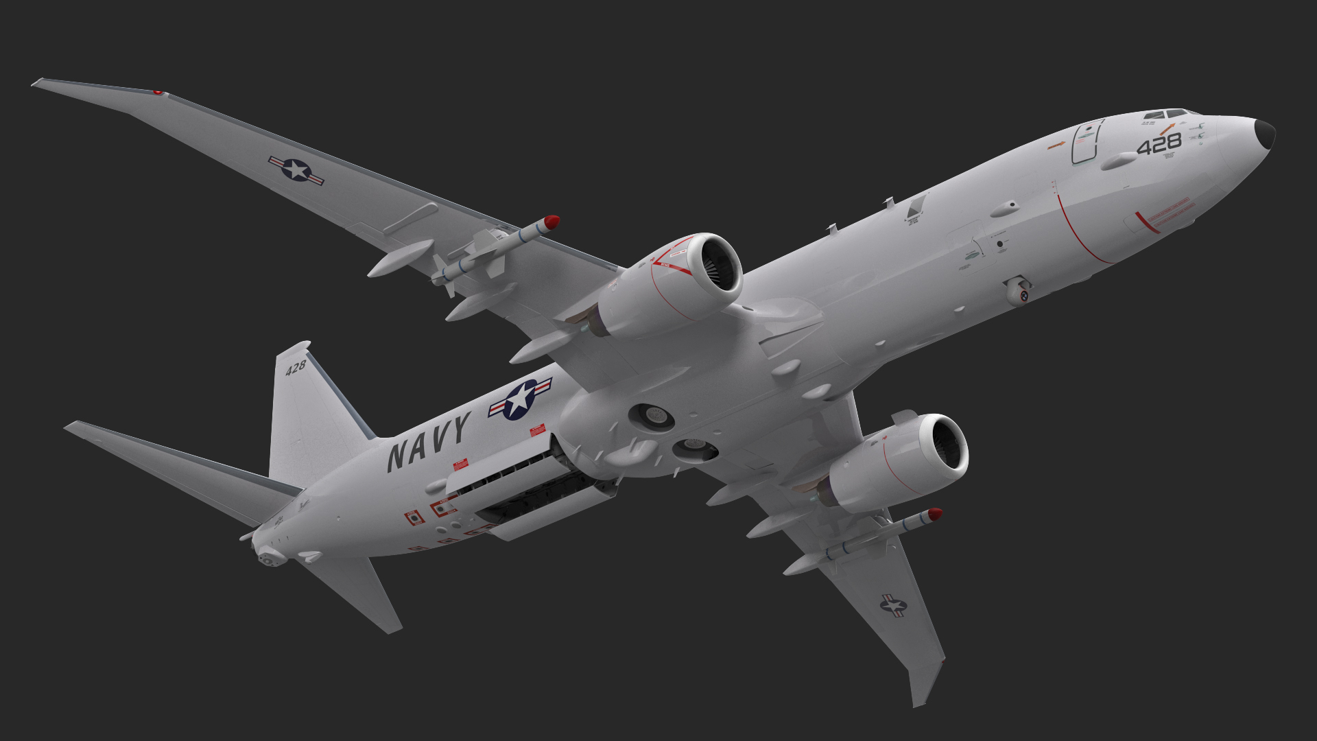 Boeing P-8 Poseidon Military Aircraft Rigged 3D model