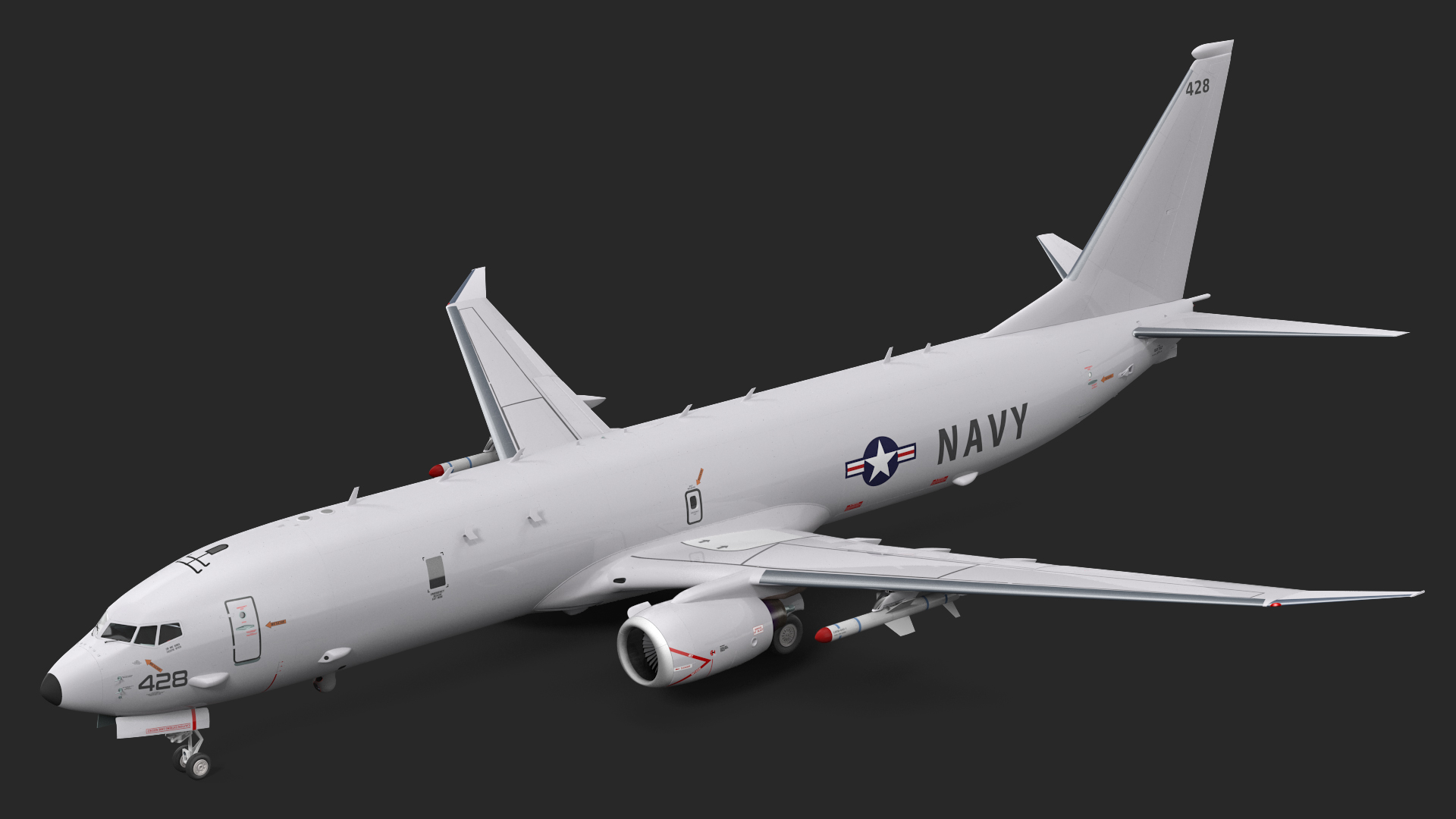 Boeing P-8 Poseidon Military Aircraft Rigged 3D model