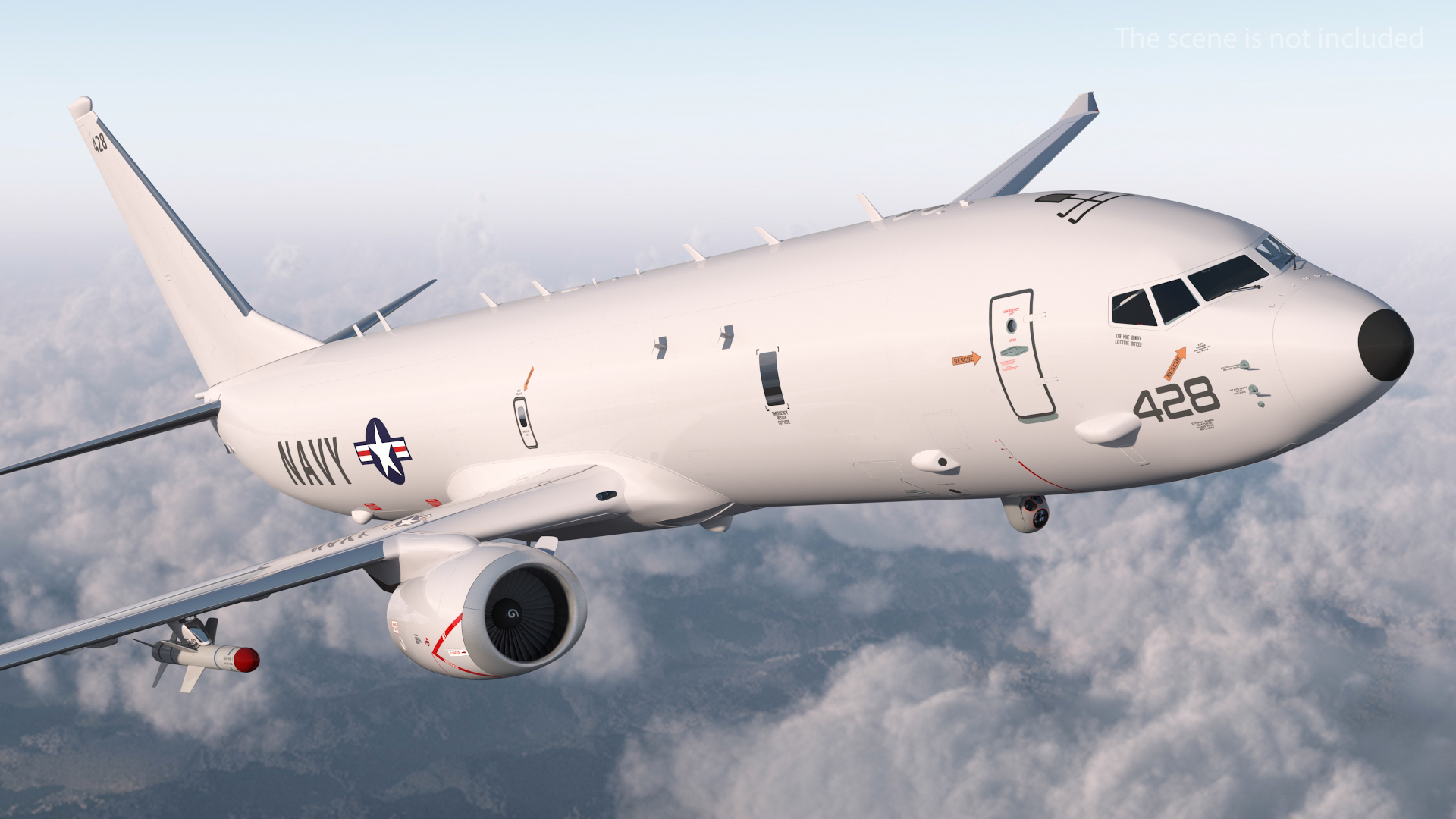 Boeing P-8 Poseidon Military Aircraft Rigged 3D model