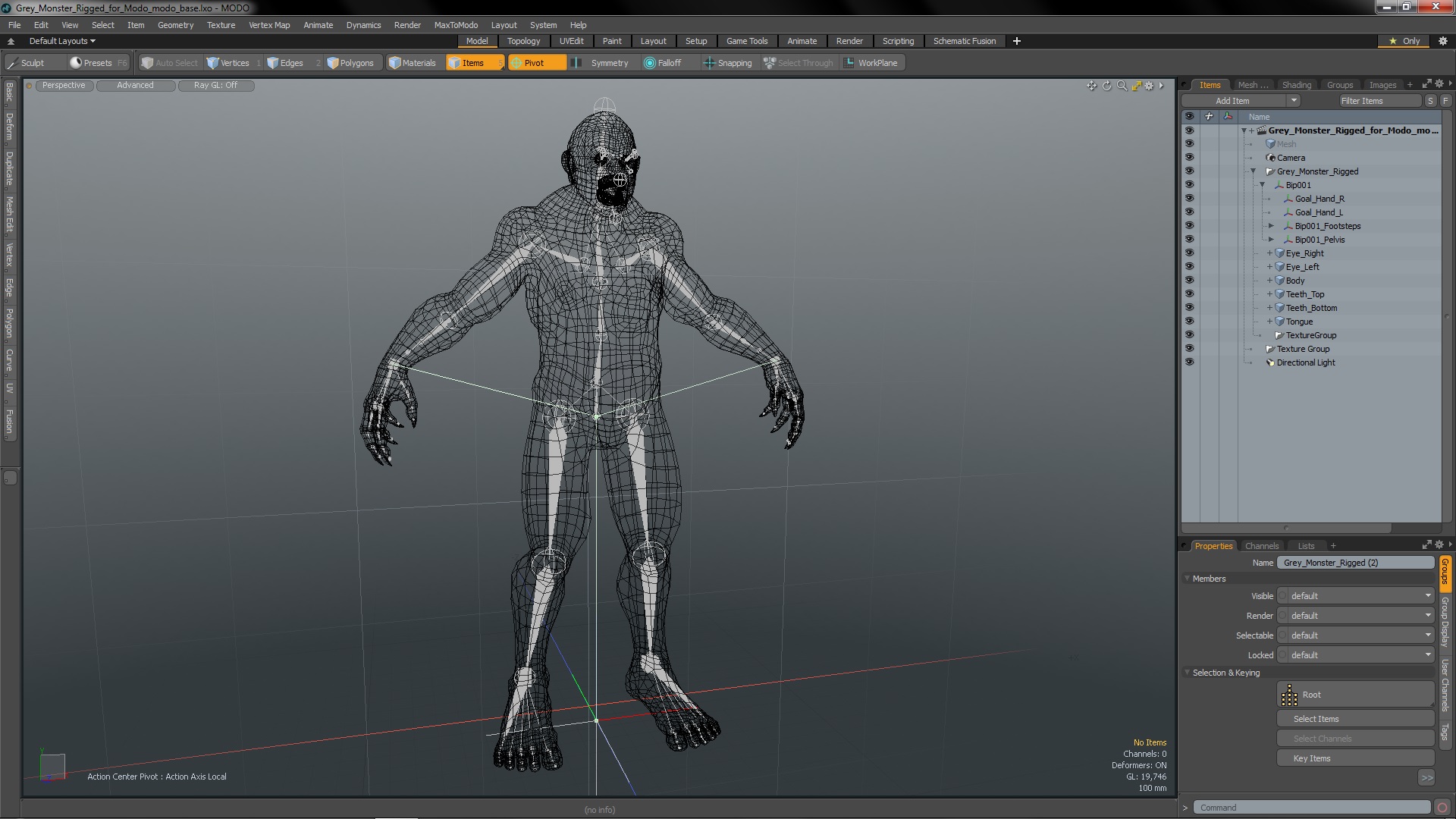 3D Grey Monster Rigged for Modo model