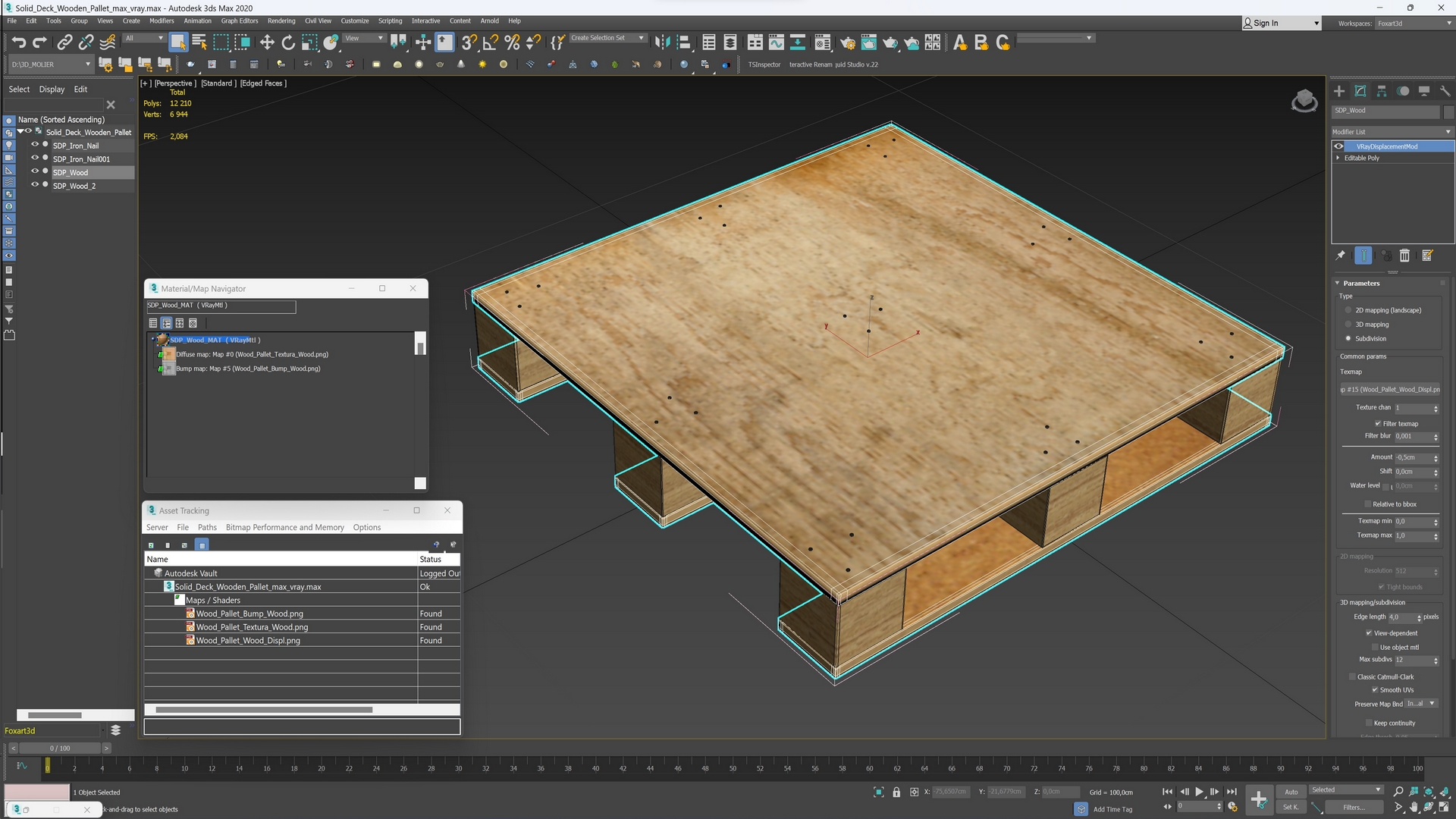 Solid Deck Wooden Pallet 3D model