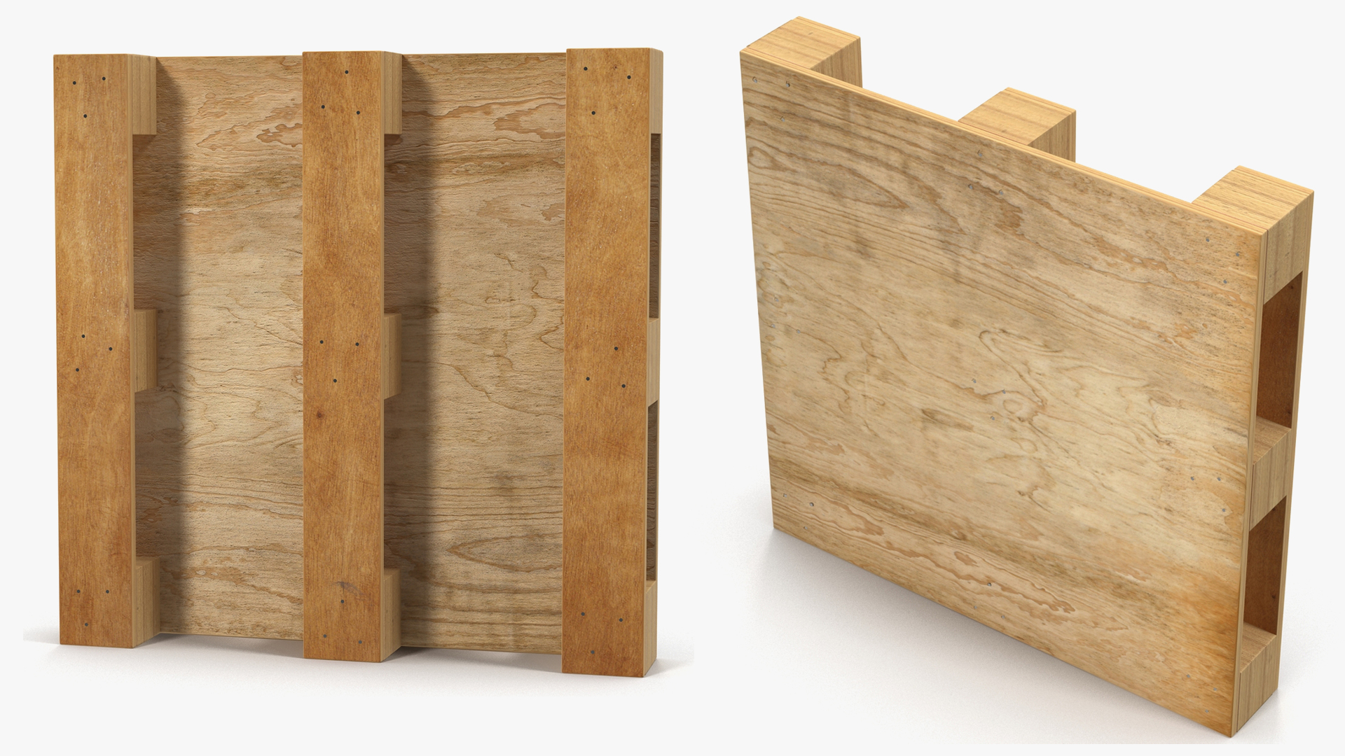 Solid Deck Wooden Pallet 3D model