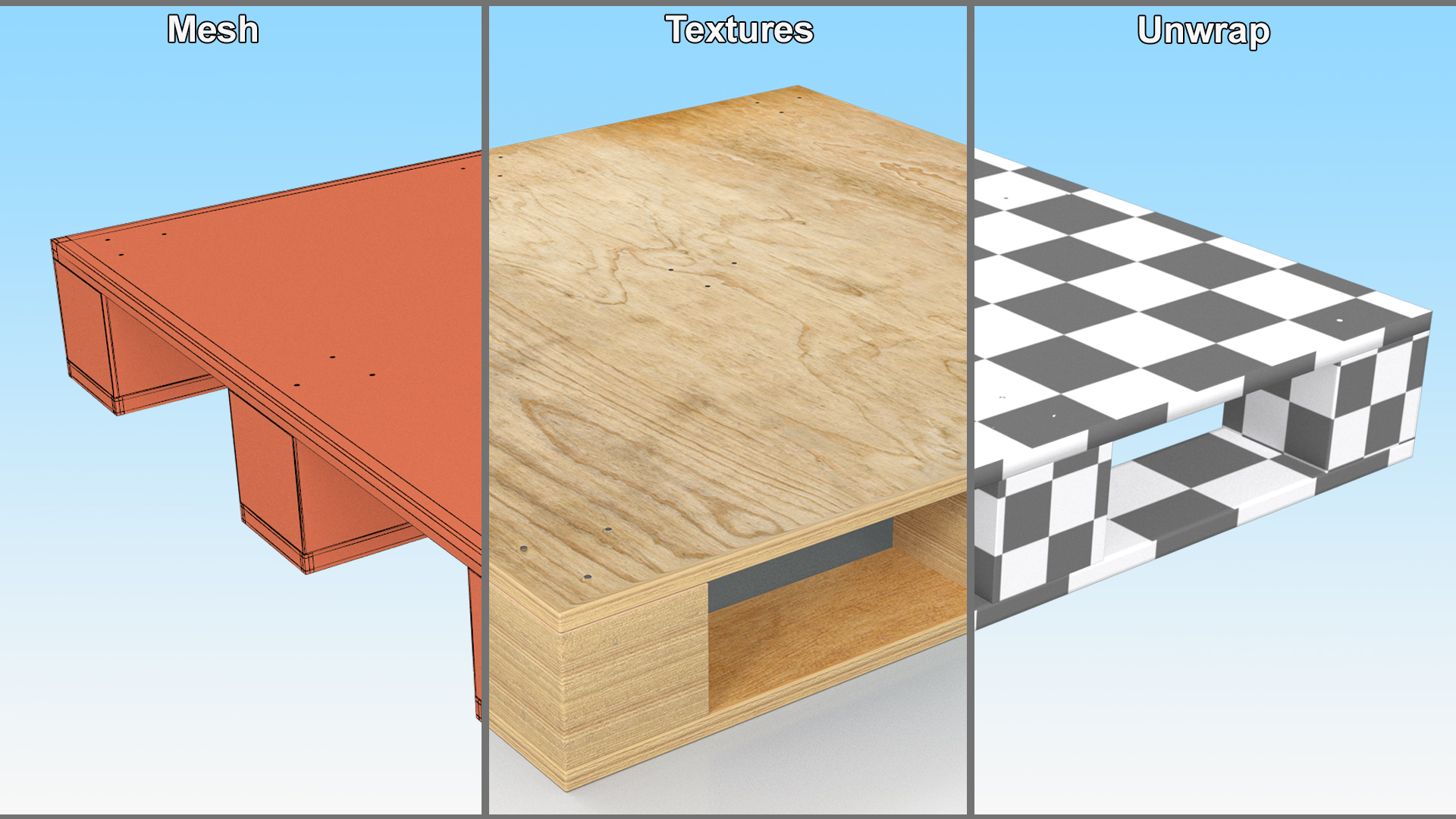 Solid Deck Wooden Pallet 3D model