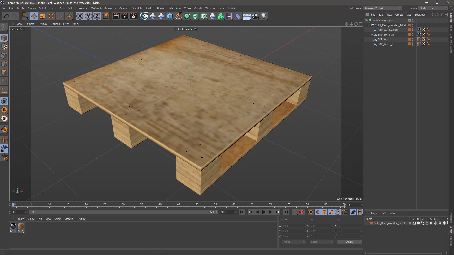 Solid Deck Wooden Pallet 3D model