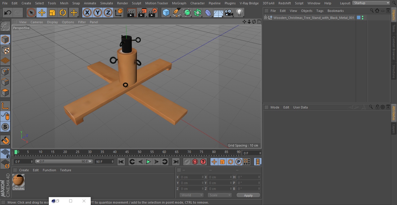 Wooden Christmas Tree Stand with Black Metal 3D model