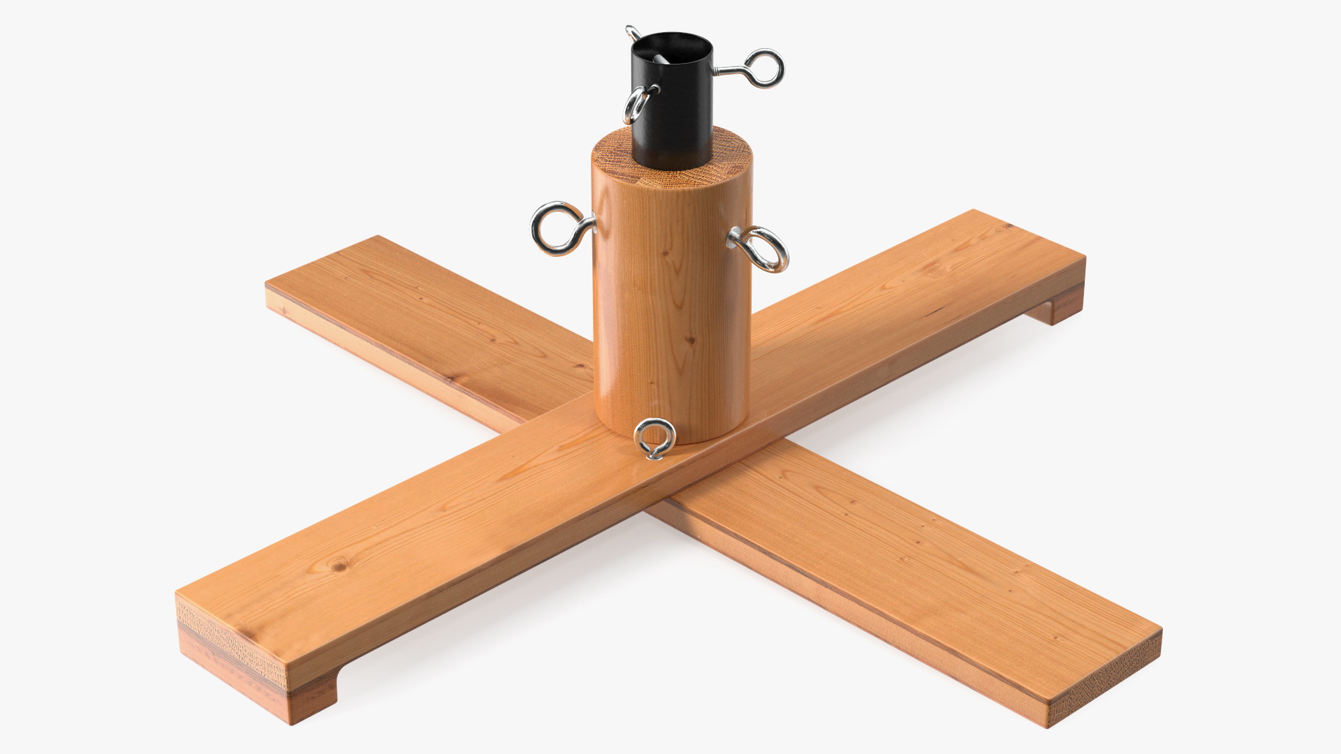 Wooden Christmas Tree Stand with Black Metal 3D model