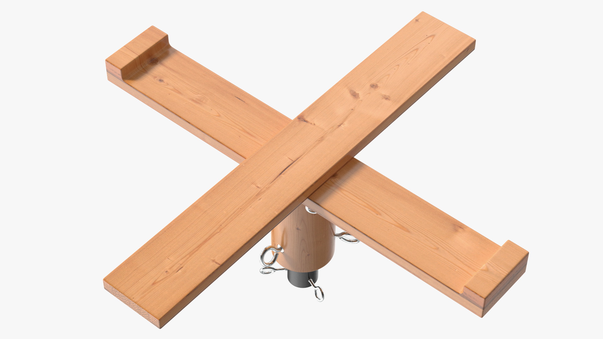 Wooden Christmas Tree Stand with Black Metal 3D model
