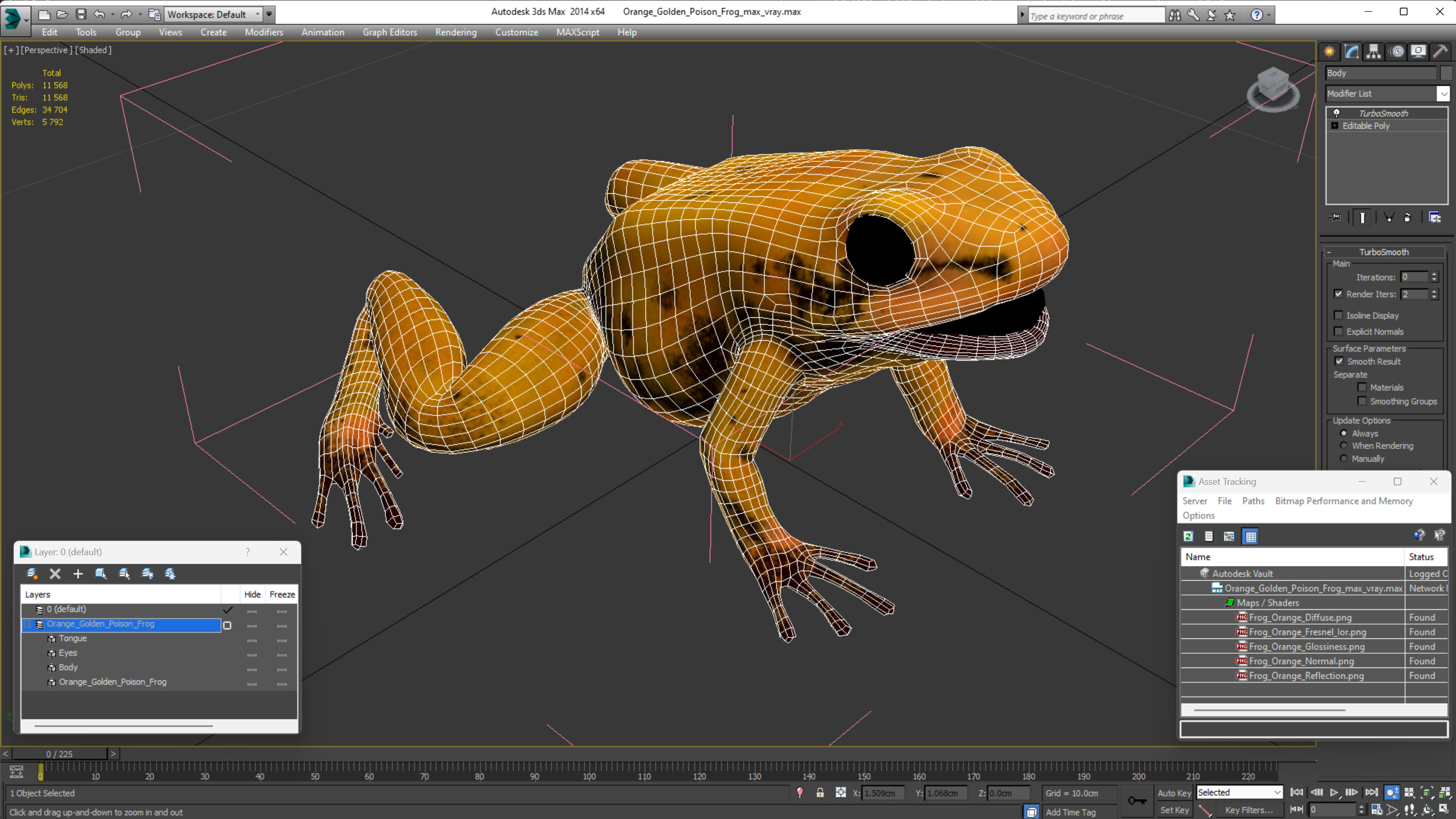 3D model Orange Golden Poison Frog