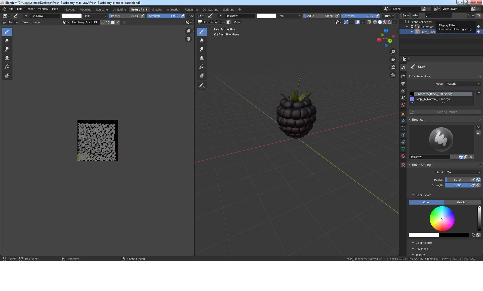 3D Fresh Blackberry
