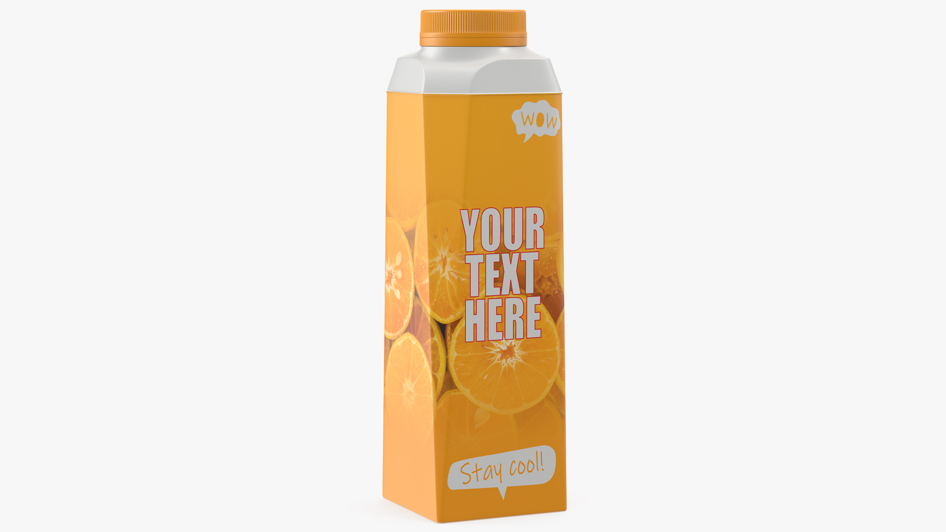 3D model Multilayered Carton Bottle Mockup Orange