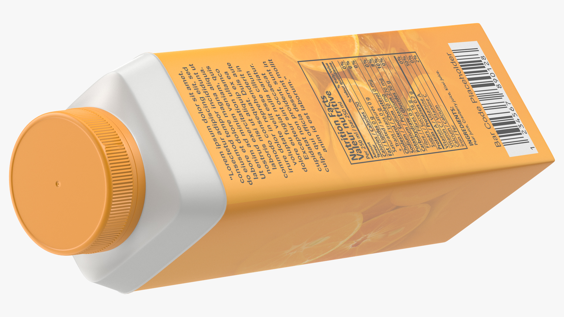 3D model Multilayered Carton Bottle Mockup Orange