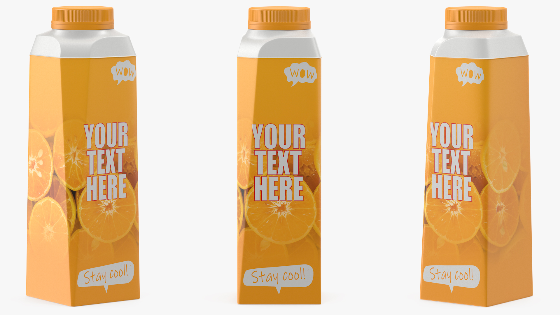 3D model Multilayered Carton Bottle Mockup Orange