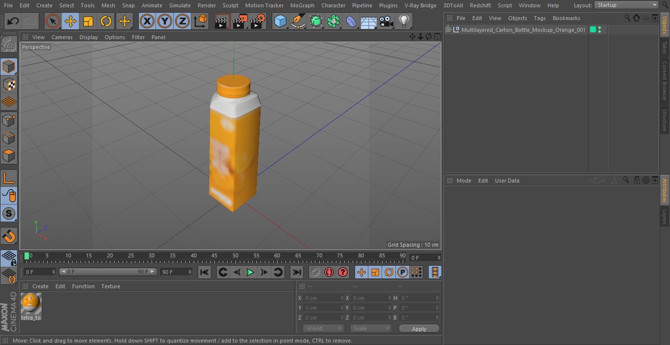 3D model Multilayered Carton Bottle Mockup Orange