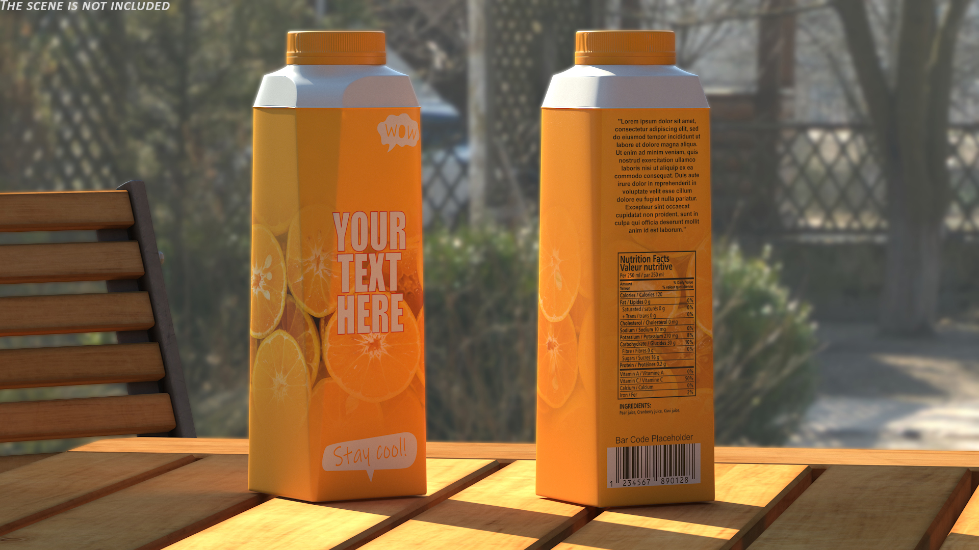 3D model Multilayered Carton Bottle Mockup Orange