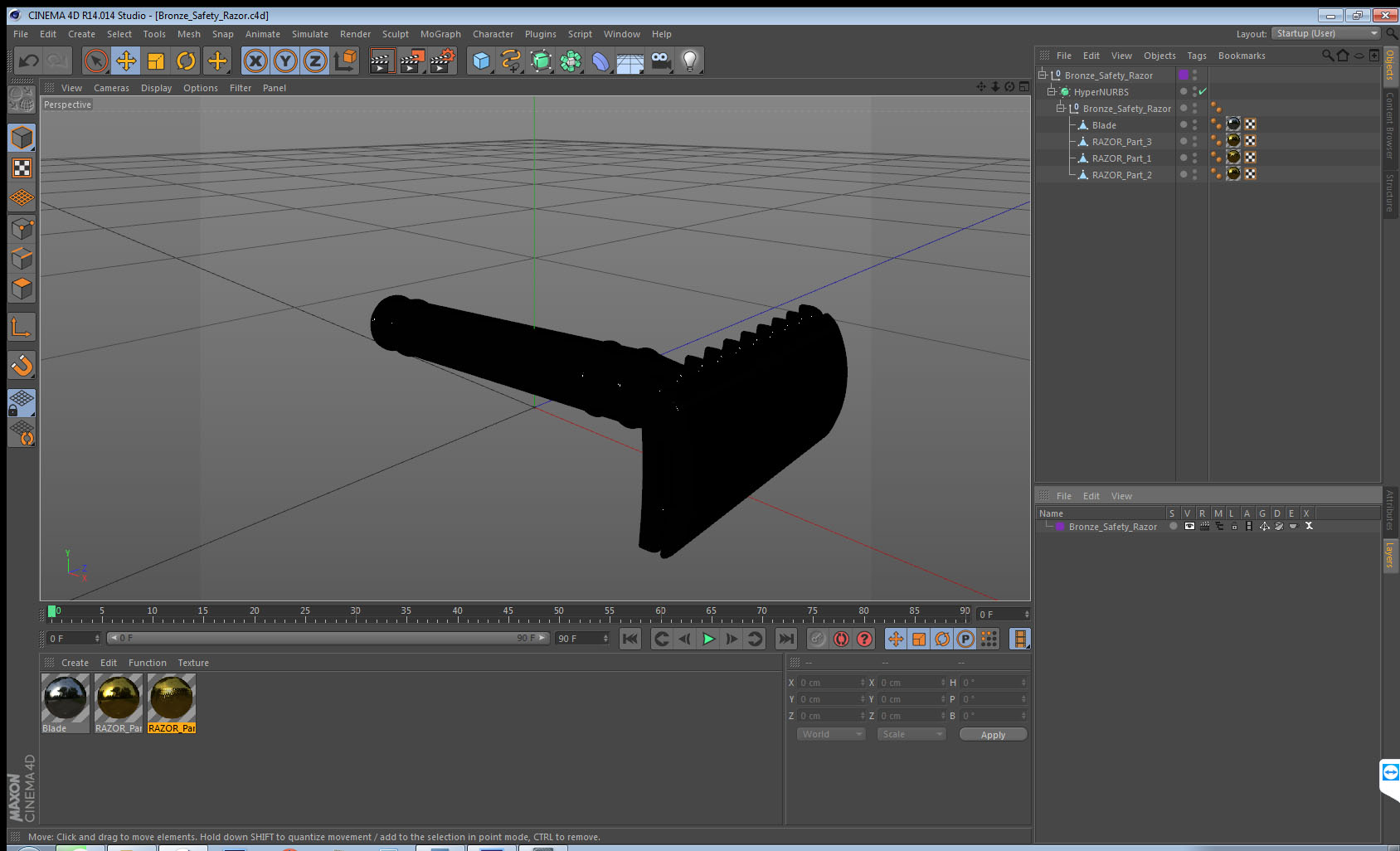 Bronze Safety Razor 3D model
