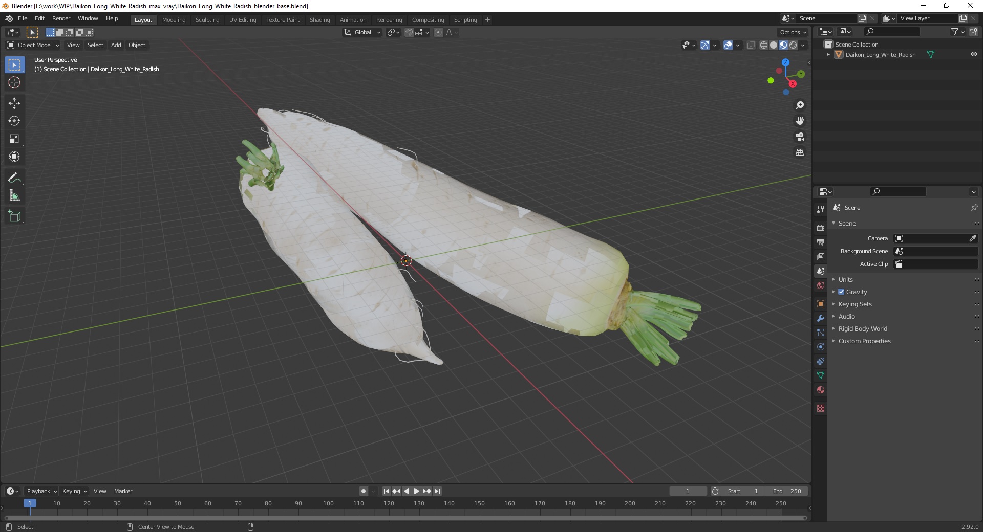 Daikon Long White Radish 3D model