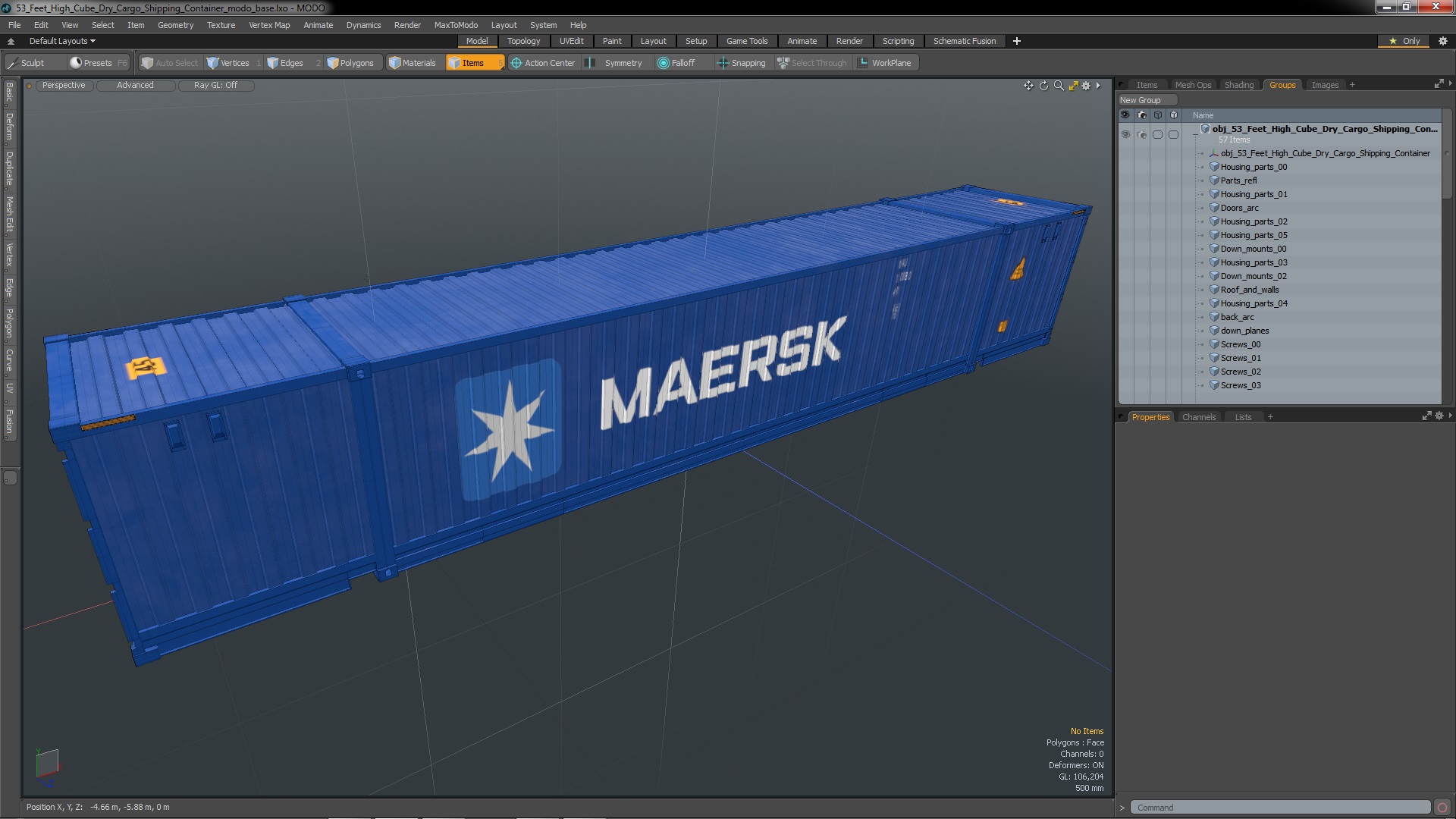 3D 53 Feet High Cube Dry Cargo Shipping Container