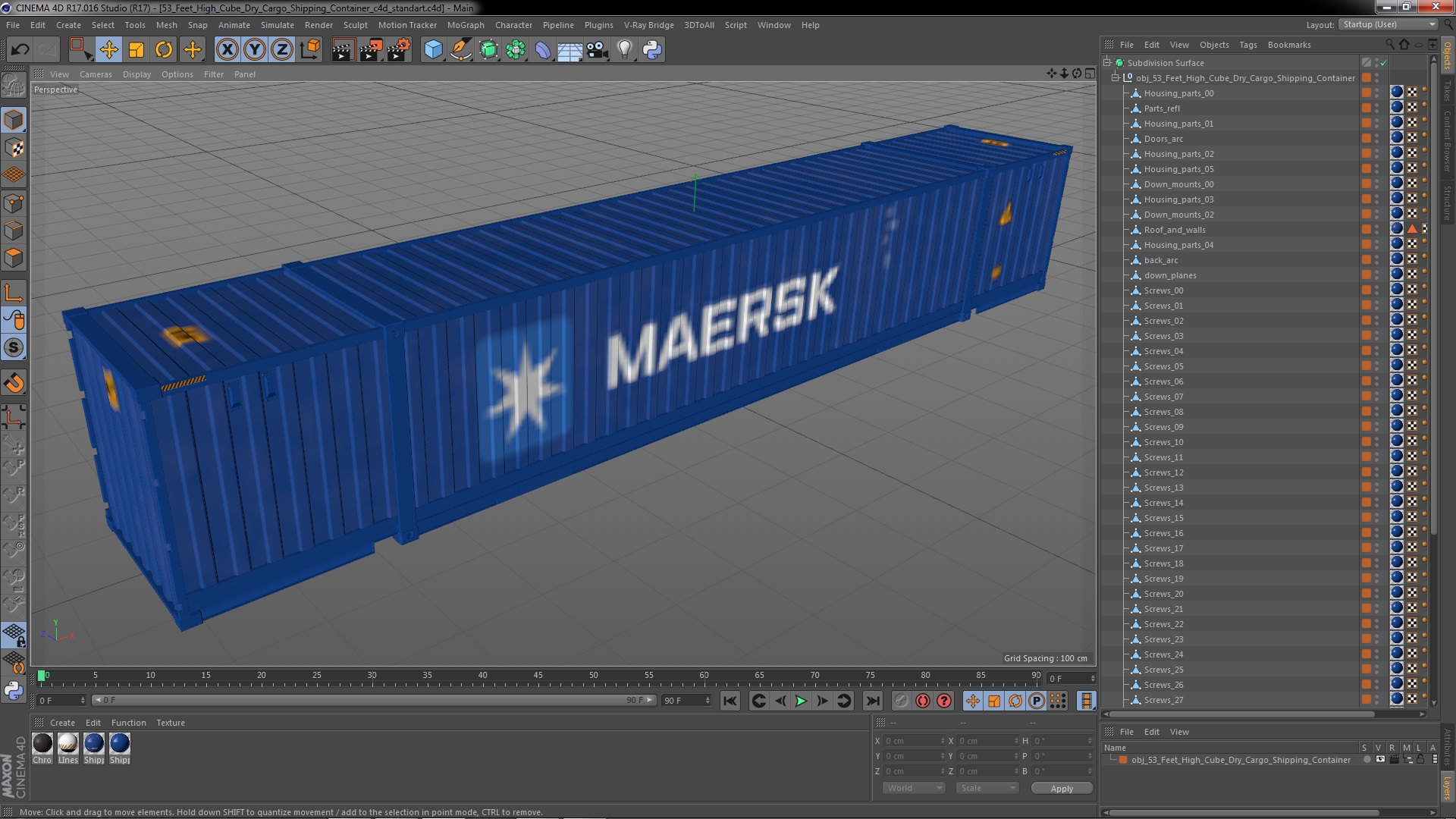 3D 53 Feet High Cube Dry Cargo Shipping Container