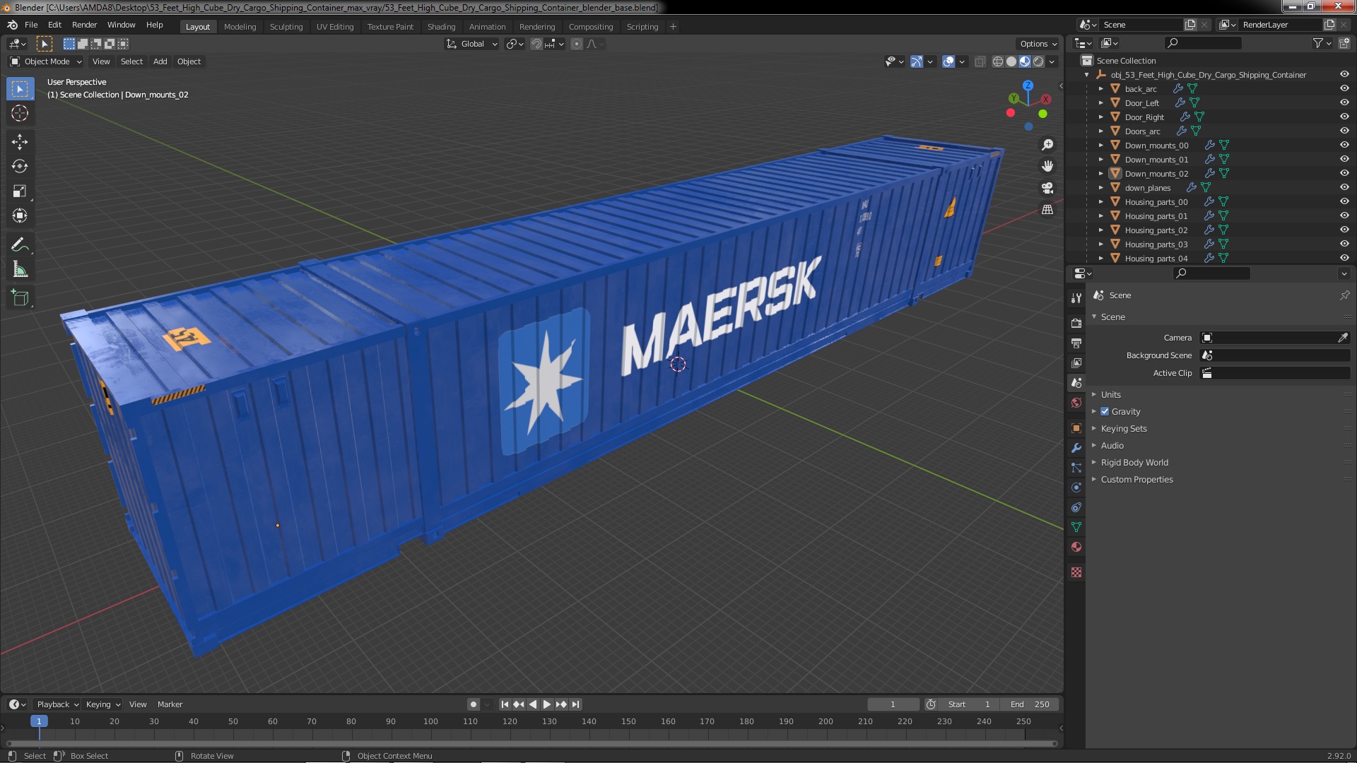3D 53 Feet High Cube Dry Cargo Shipping Container