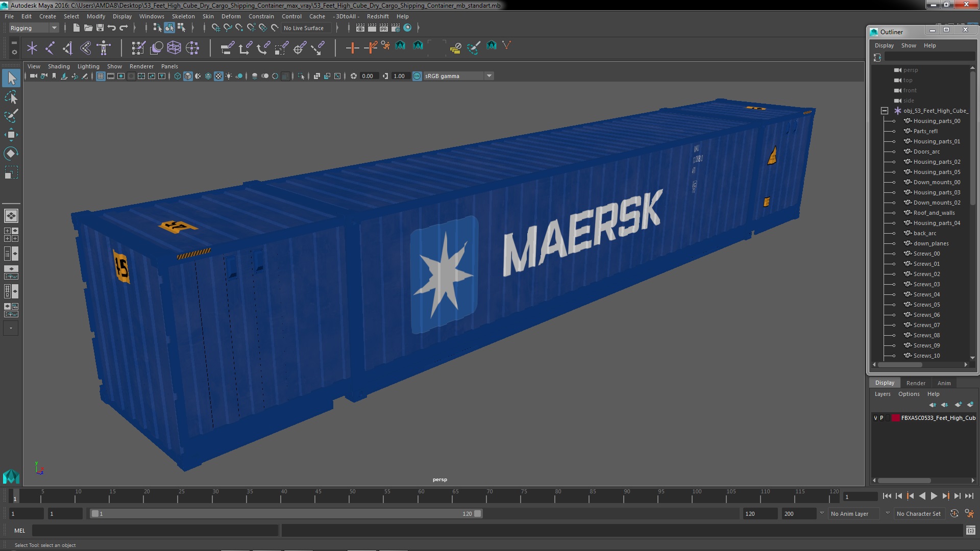3D 53 Feet High Cube Dry Cargo Shipping Container