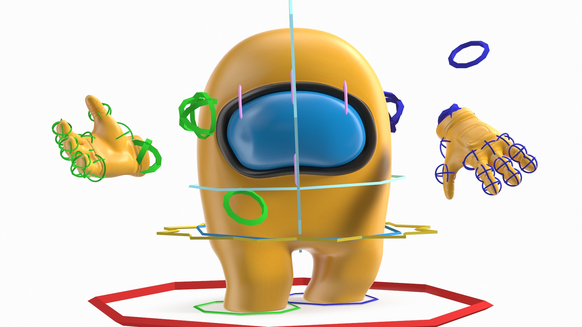 3D Among Us Yellow Character Rigged for Cinema 4D