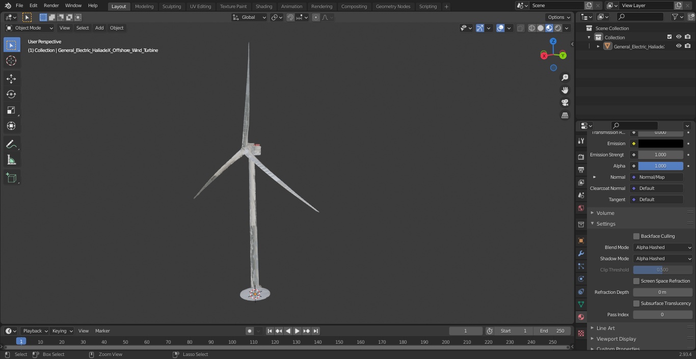 3D General Electric Haliade-X Offshore Wind Turbine model