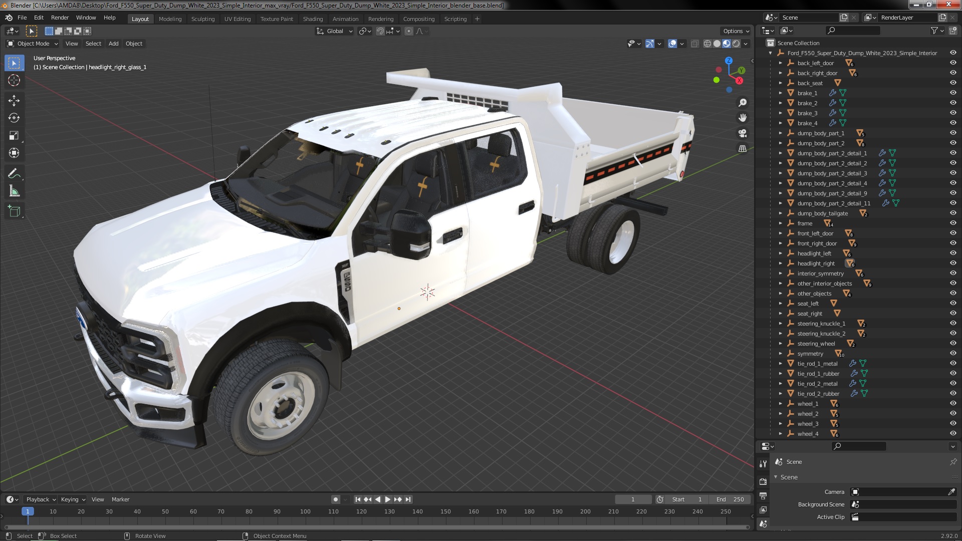 Ford F550 Super Duty Dump White 2023 Simple Interior 3D
