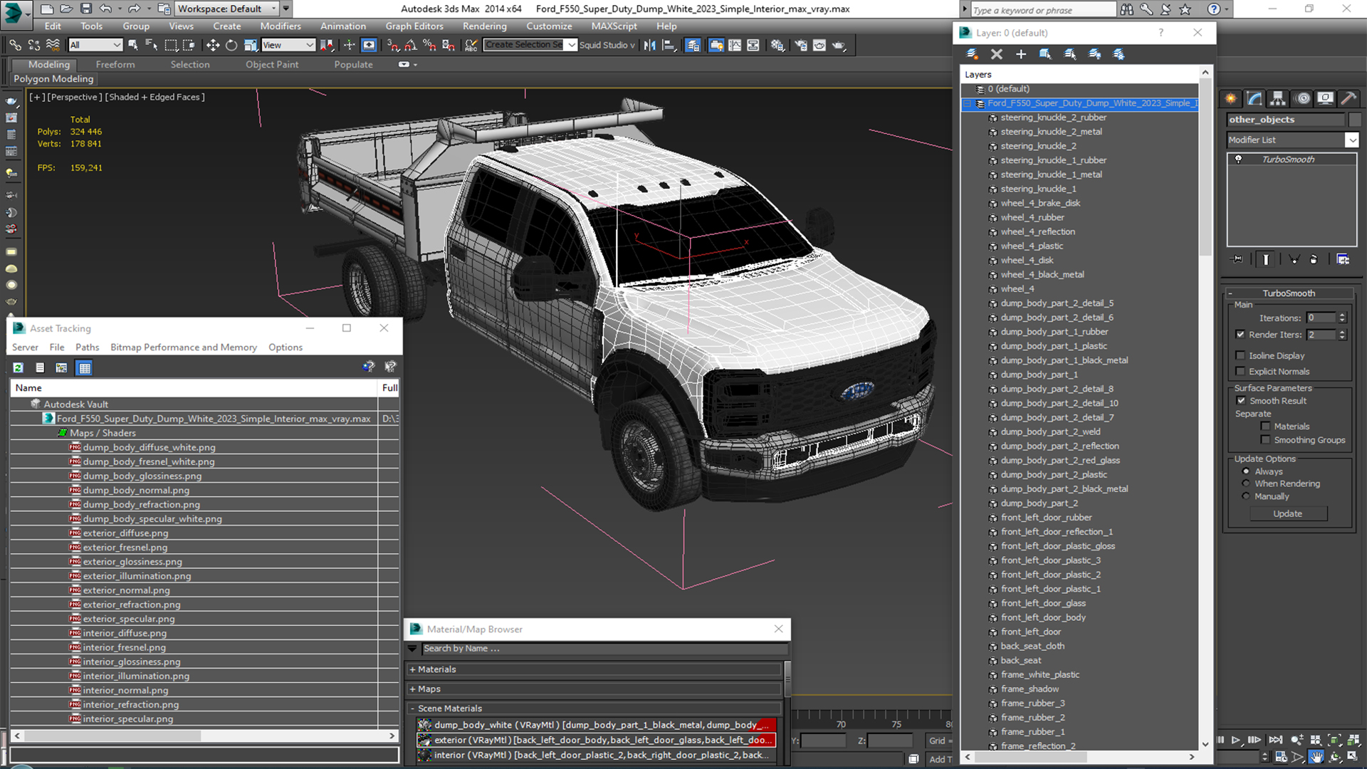 Ford F550 Super Duty Dump White 2023 Simple Interior 3D