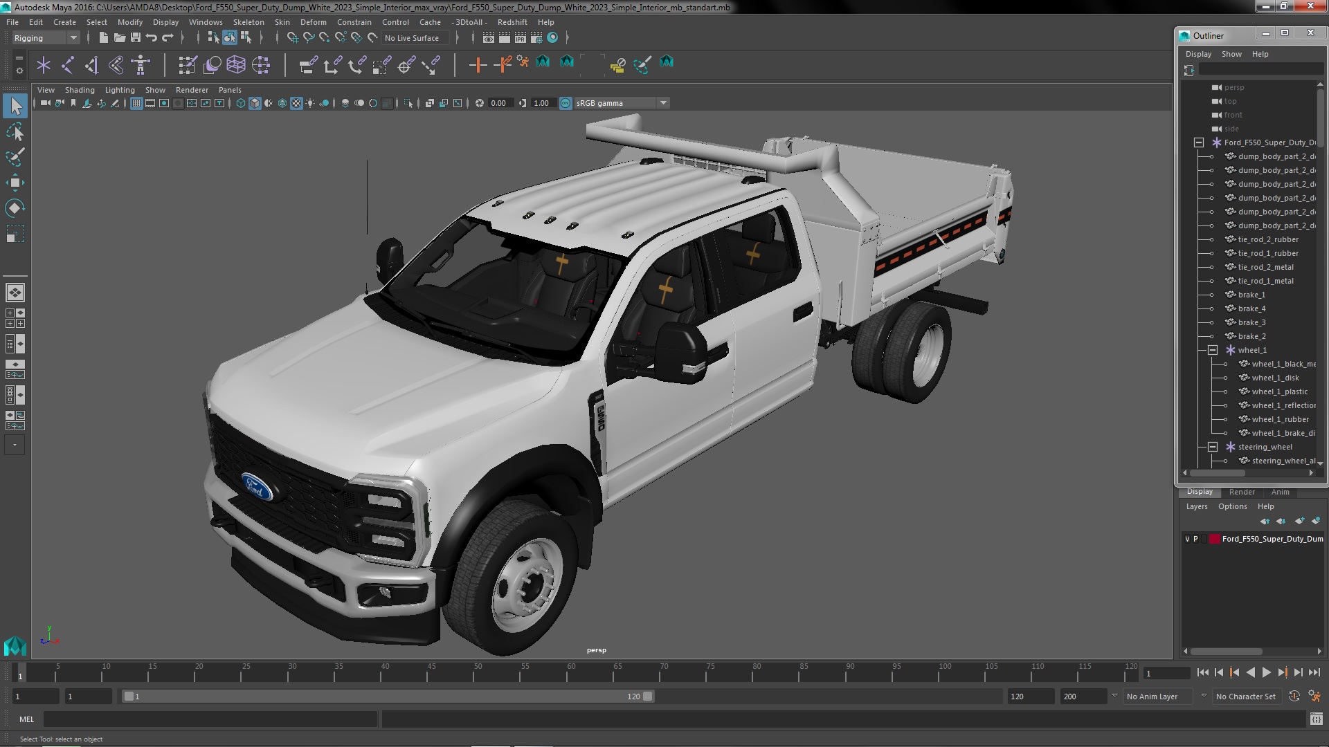 Ford F550 Super Duty Dump White 2023 Simple Interior 3D