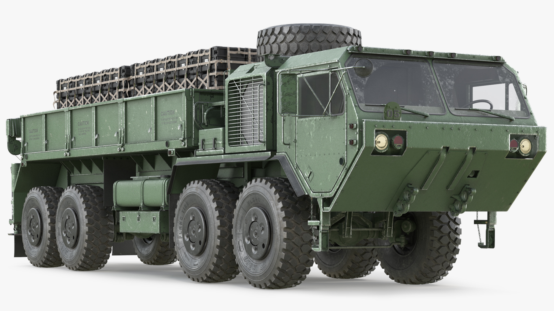 Heavy Military Cargo Truck with Secured Load