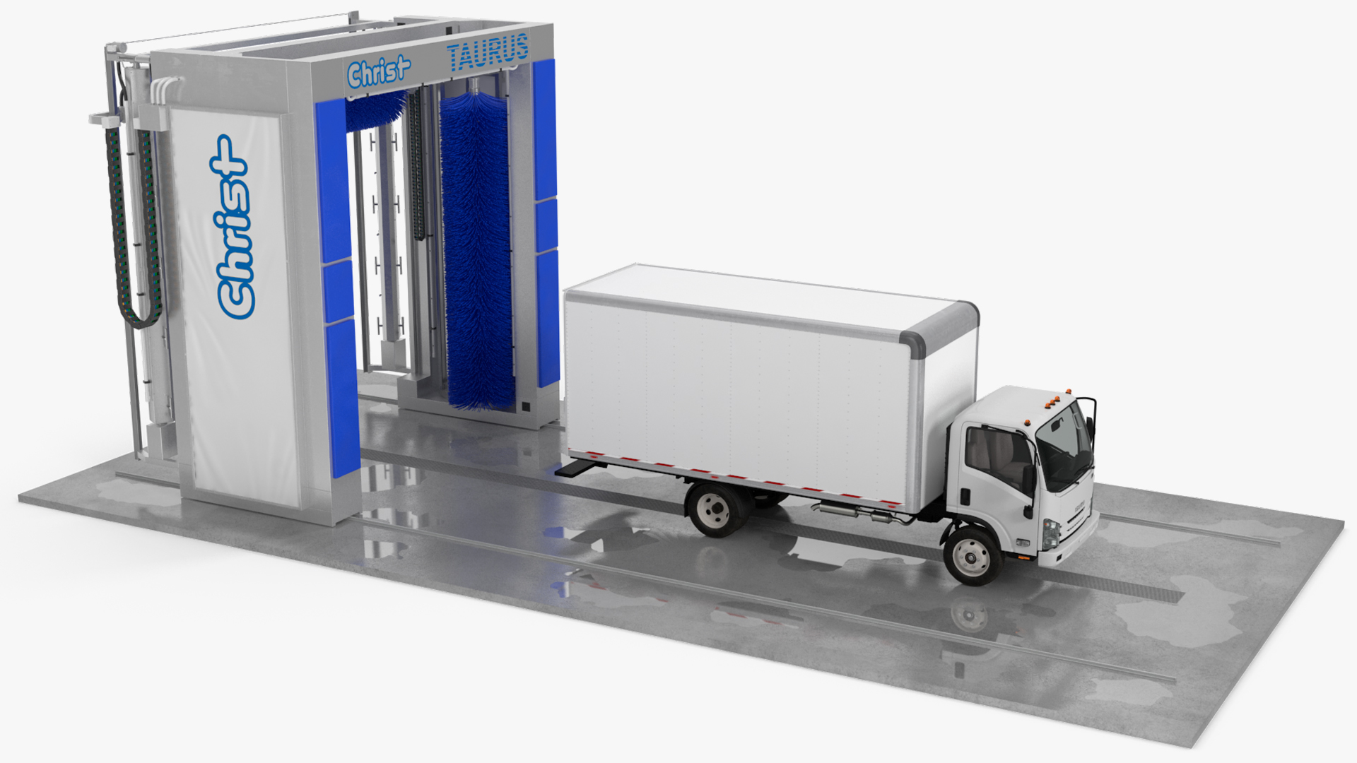 3D Truck Wash TAURUS with Isuzu Truck Rigged