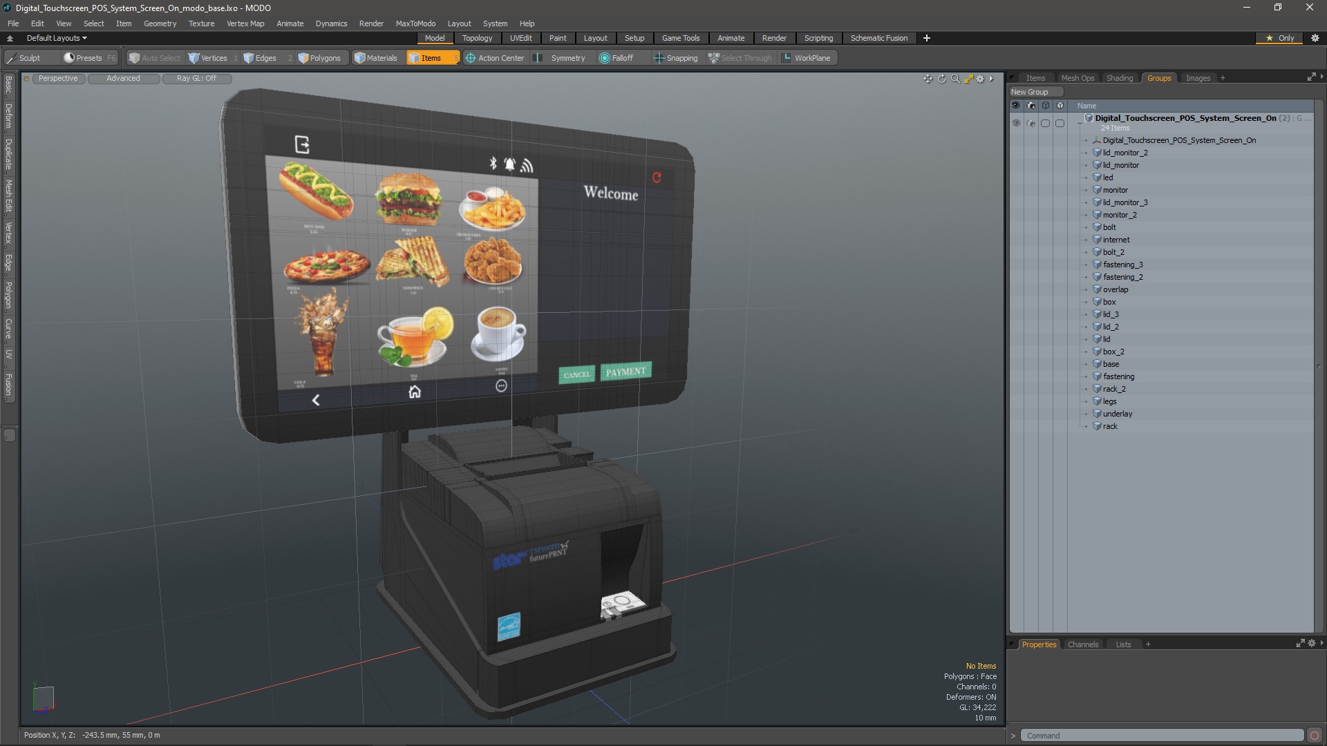 3D model Digital Touchscreen POS System Screen On