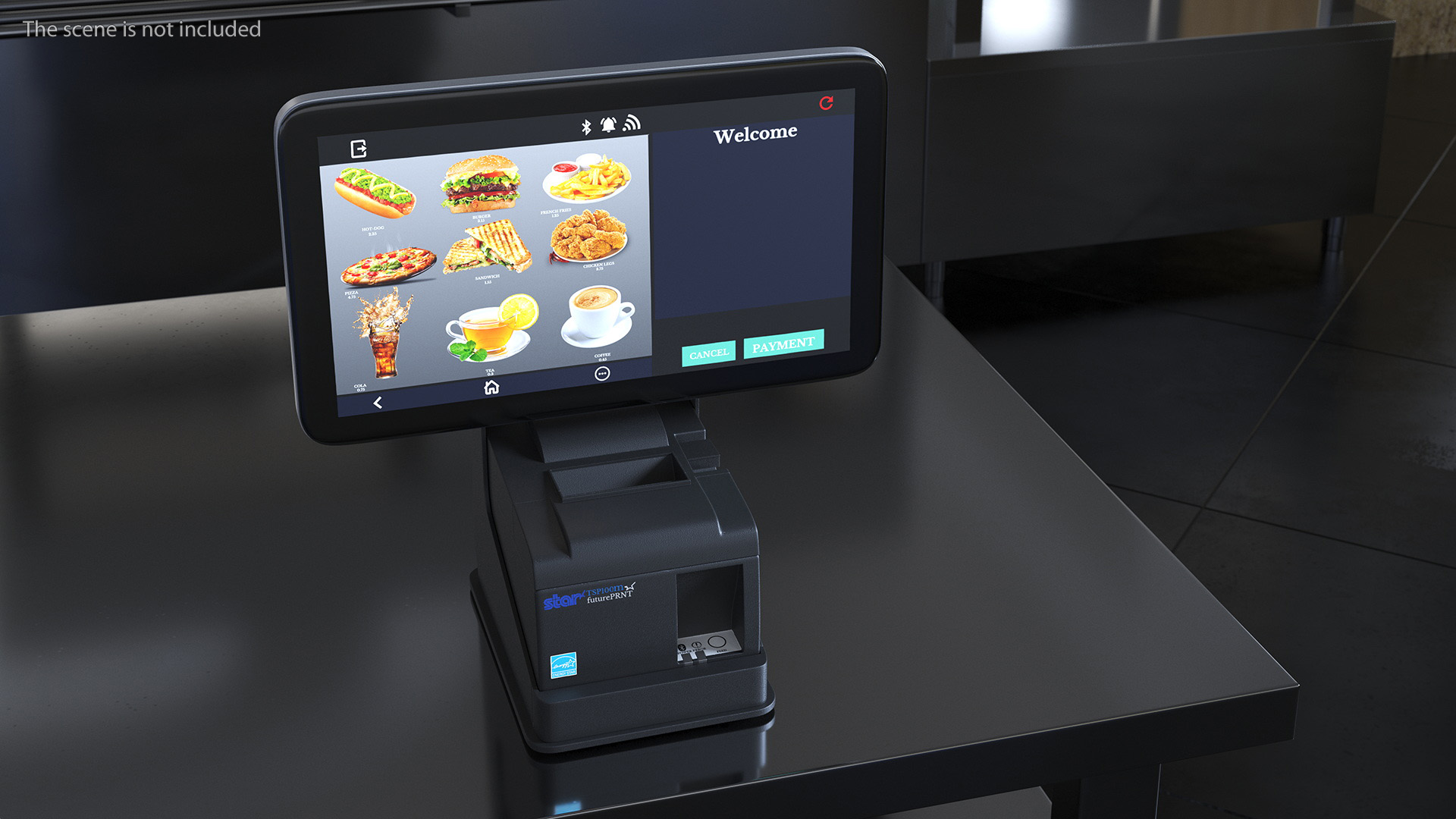 3D model Digital Touchscreen POS System Screen On