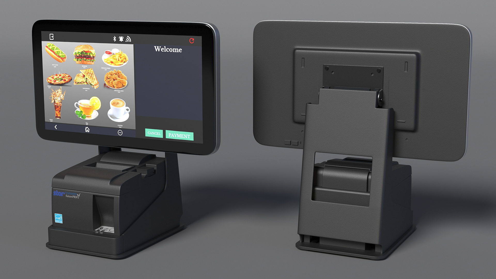 3D model Digital Touchscreen POS System Screen On