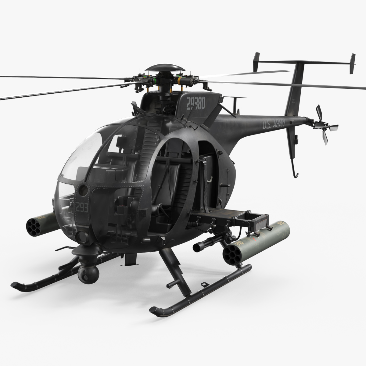 MH-6 Little Bird Helicopter with Rocket Pod 3D model preview
