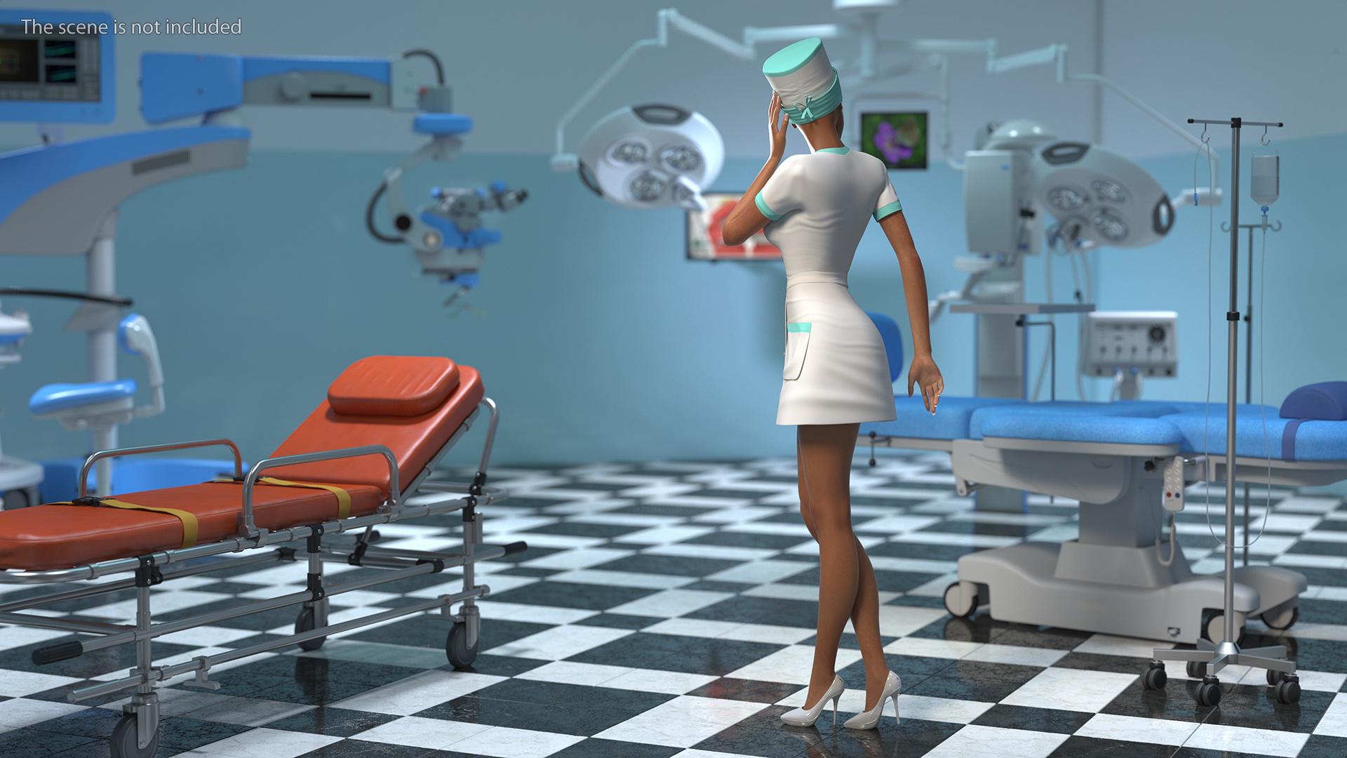 Light Skinned Black Nurse Standing Pose 3D model