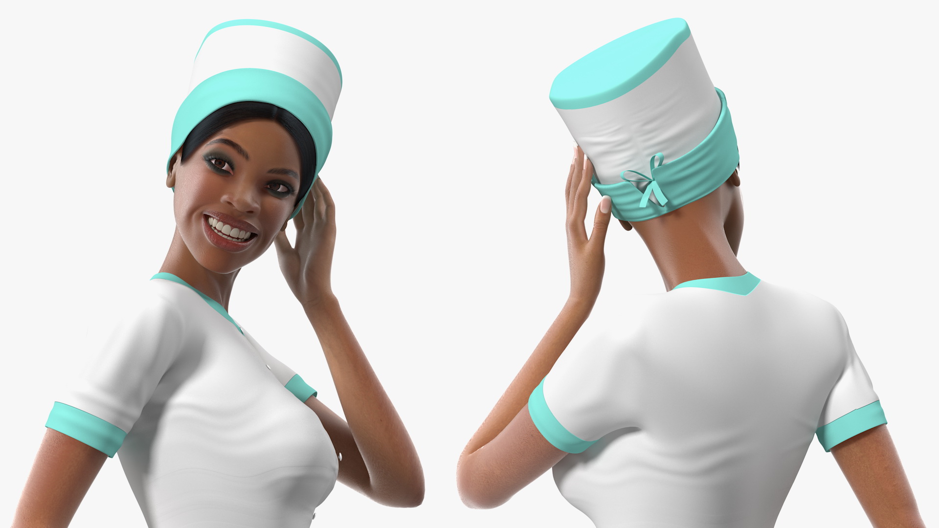 Light Skinned Black Nurse Standing Pose 3D model