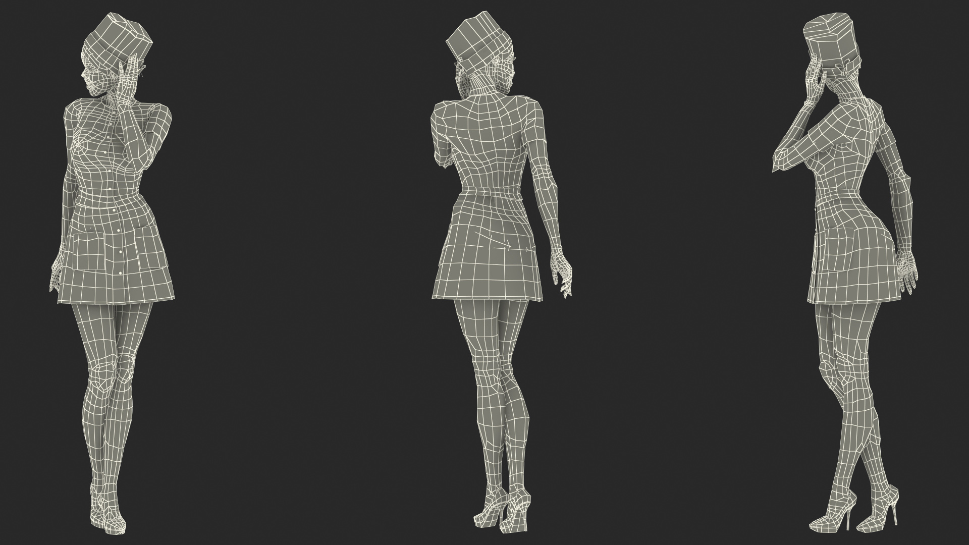 Light Skinned Black Nurse Standing Pose 3D model