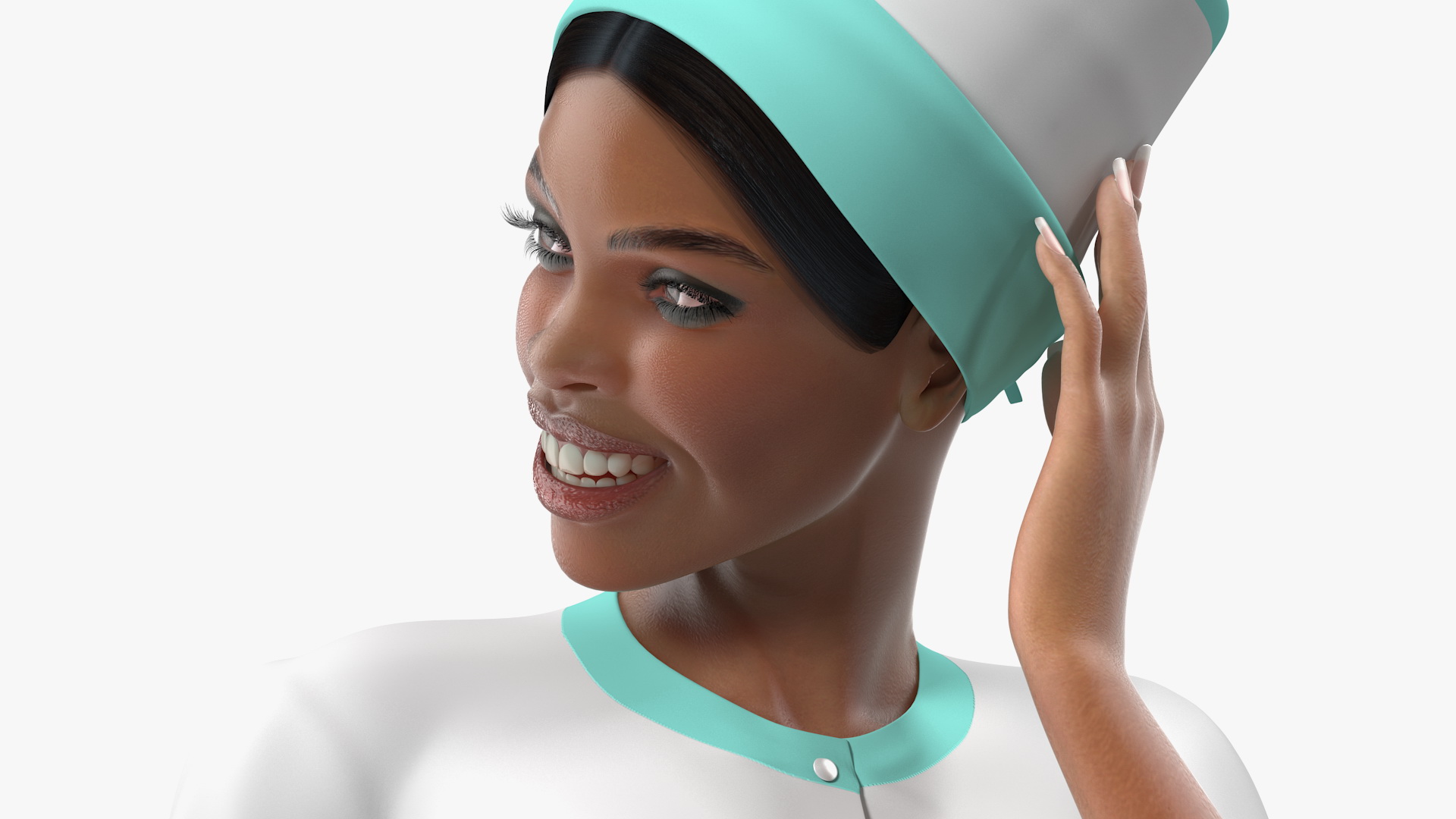 Light Skinned Black Nurse Standing Pose 3D model