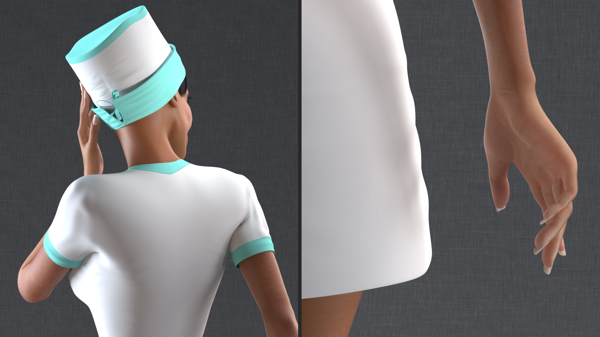 Light Skinned Black Nurse Standing Pose 3D model
