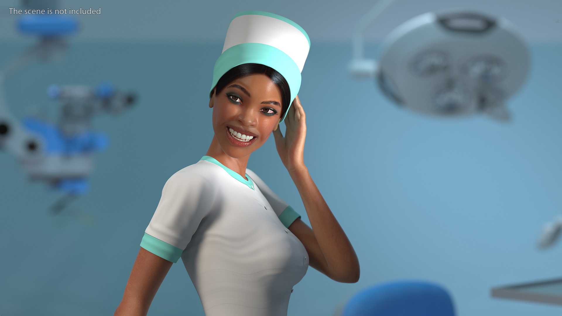 Light Skinned Black Nurse Standing Pose 3D model