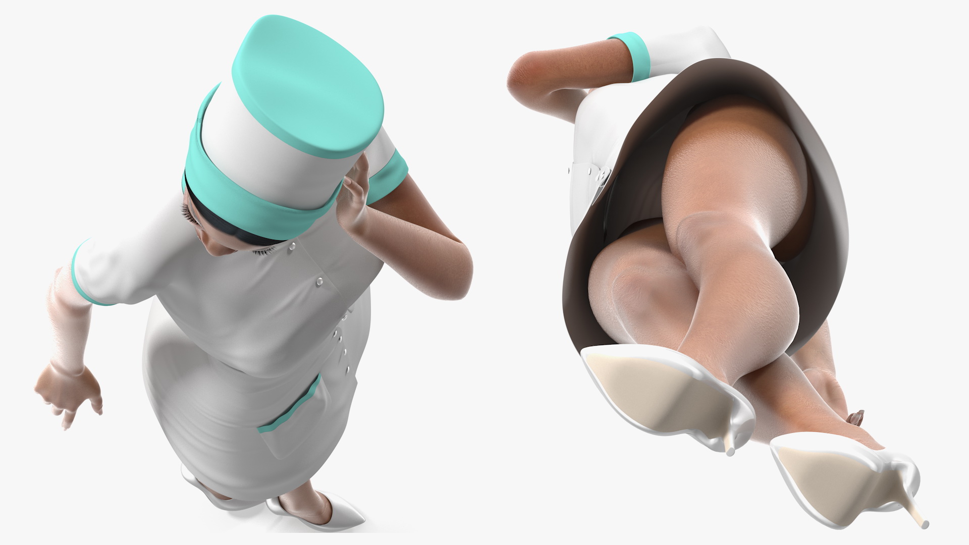 Light Skinned Black Nurse Standing Pose 3D model