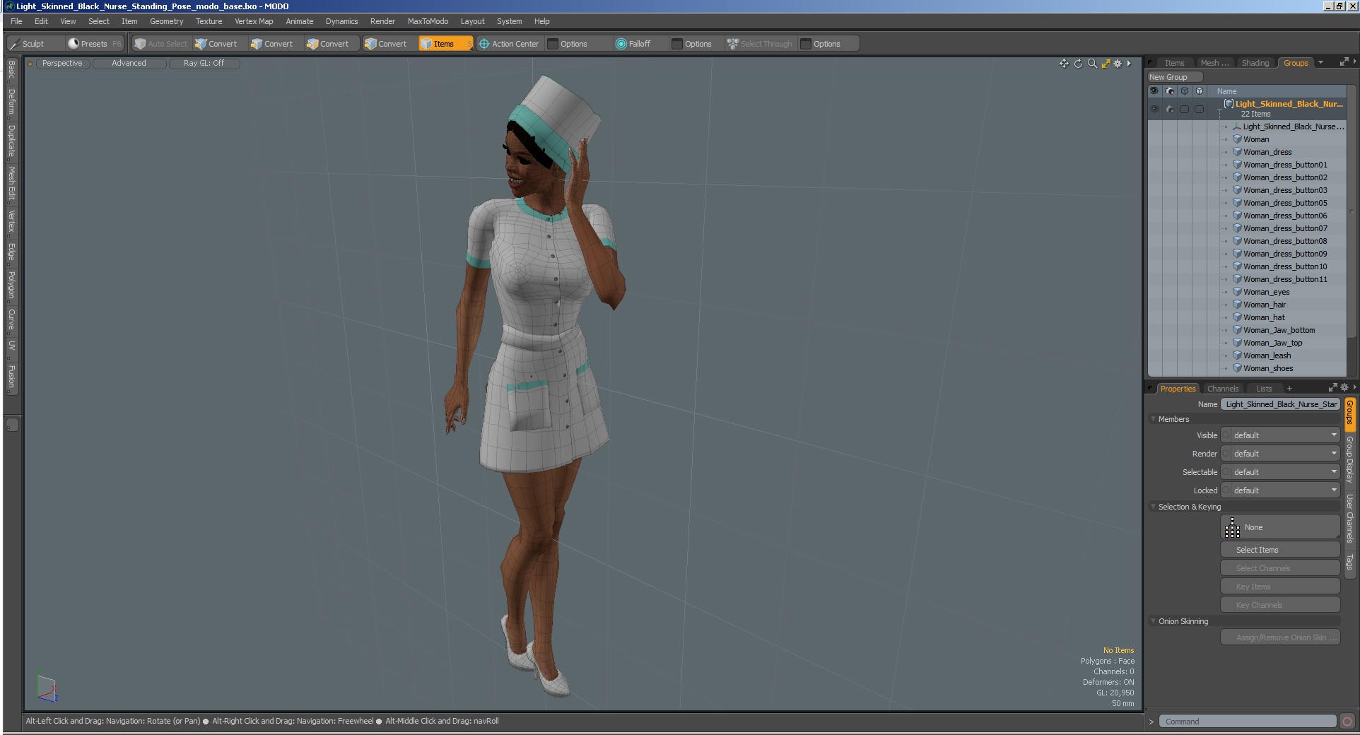 Light Skinned Black Nurse Standing Pose 3D model