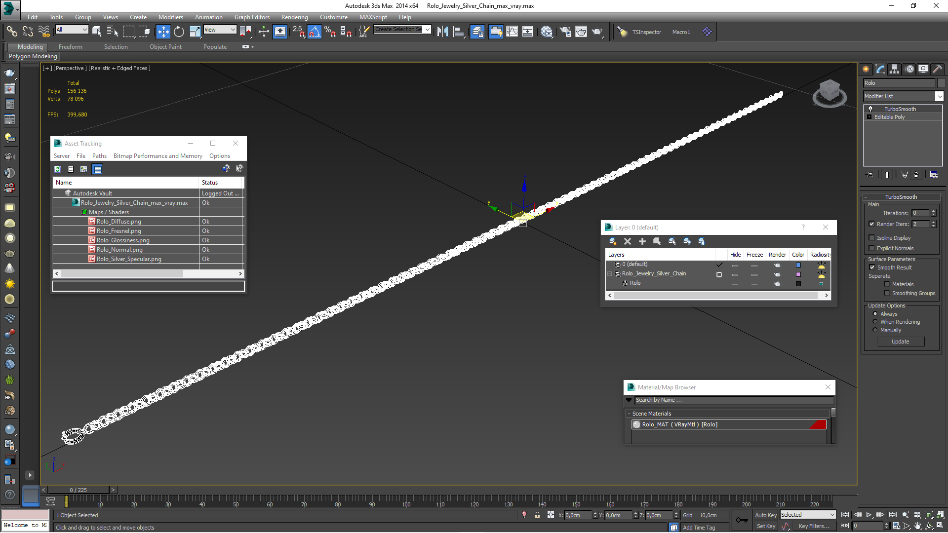 3D model Rolo Jewelry Silver Chain