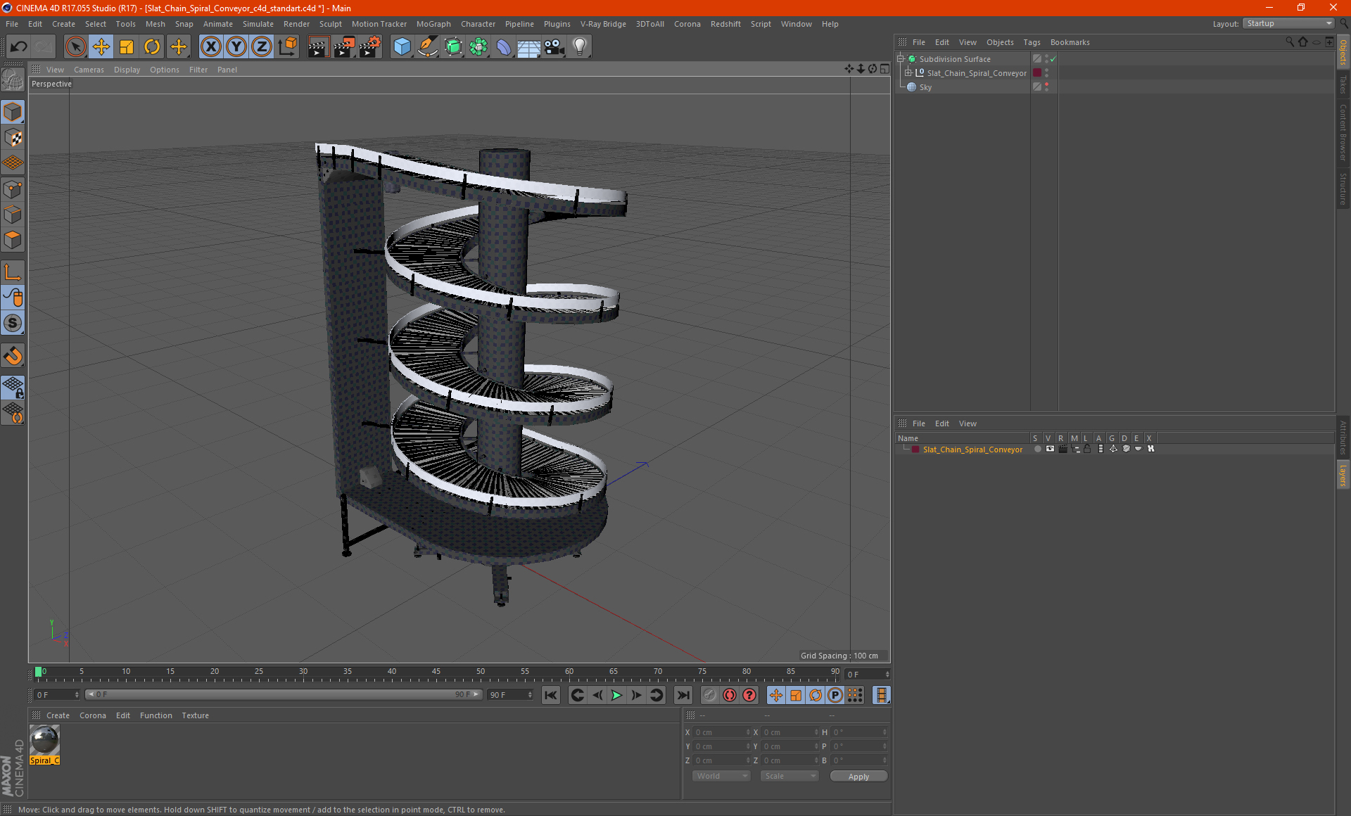 3D Slat Chain Spiral Conveyor