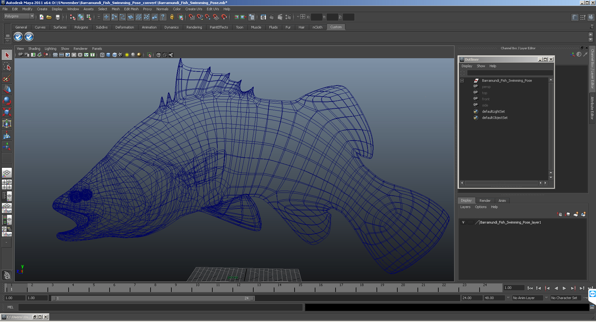 Barramundi Fish Swimming Pose 3D model