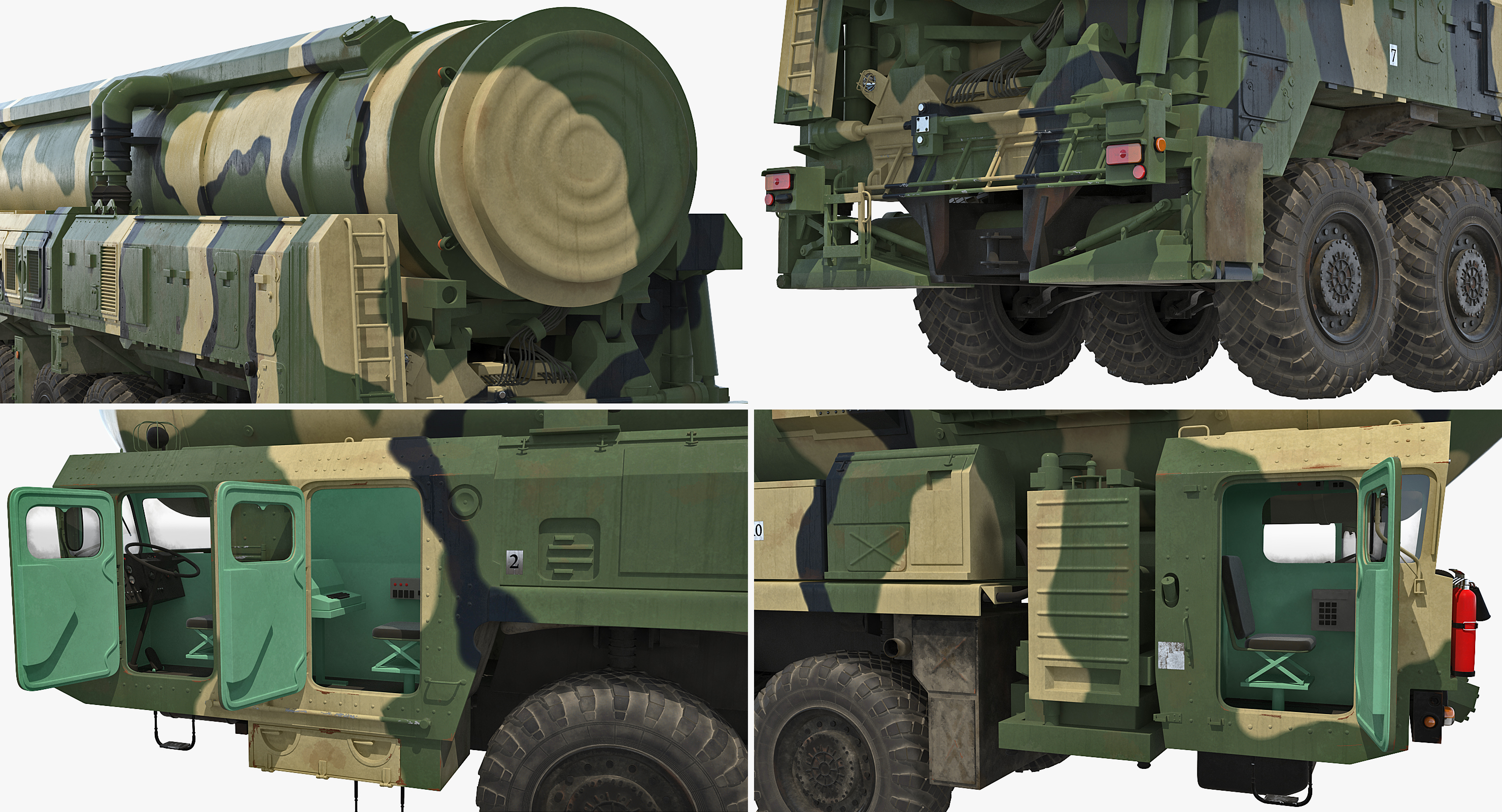 3D Transporter Erector Launcher with RT 2PM Topol M Ballistic Missile Rigged model
