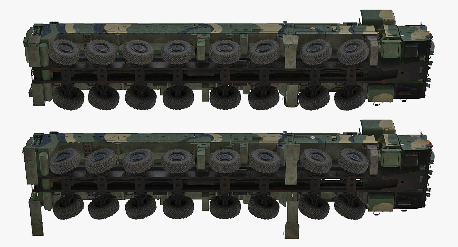 3D Transporter Erector Launcher with RT 2PM Topol M Ballistic Missile Rigged model