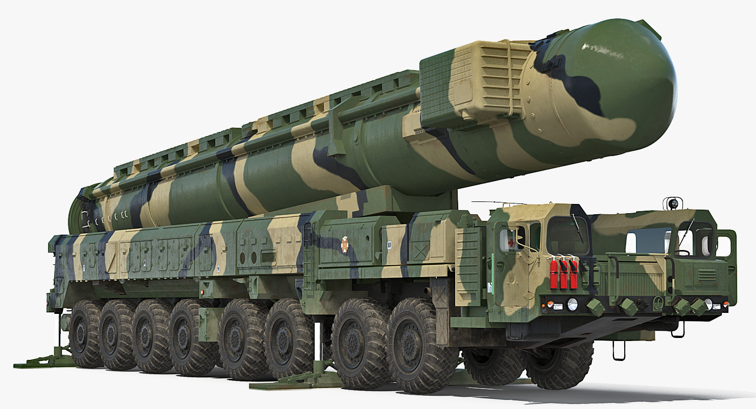 3D Transporter Erector Launcher with RT 2PM Topol M Ballistic Missile Rigged model