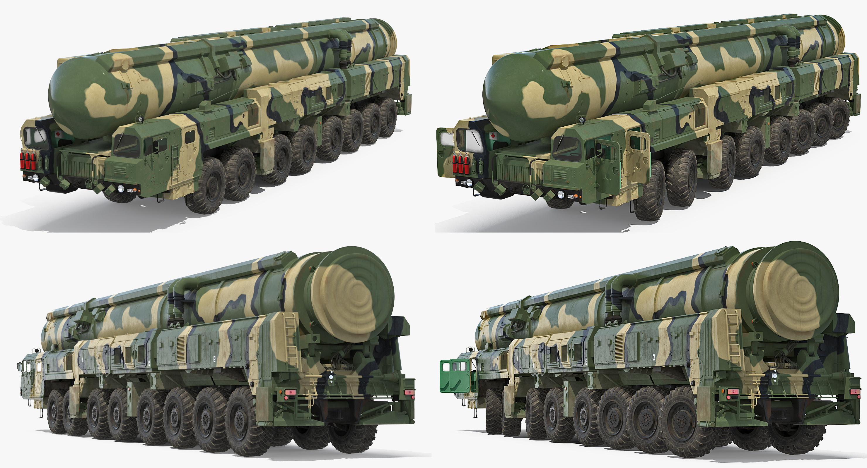 3D Transporter Erector Launcher with RT 2PM Topol M Ballistic Missile Rigged model